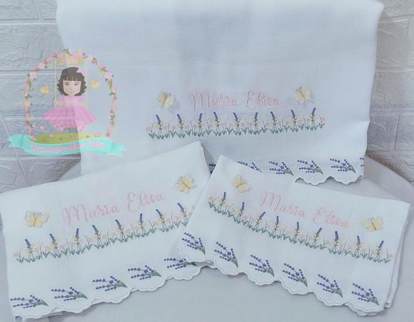Kit Fraldas Personalizadas Barra Recortada Lavanda Luxo