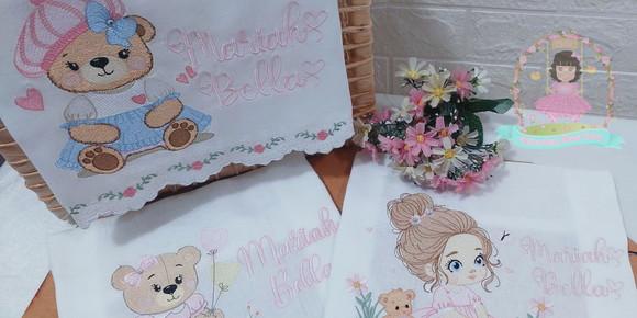 Kit Fraldas Personalizadas Barra Recortada Ursinha Menina