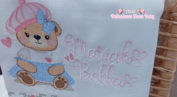 Kit Fraldas Personalizadas Barra Recortada Ursinha Menina