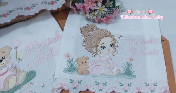 Kit Fraldas Personalizadas Barra Recortada Ursinha Menina
