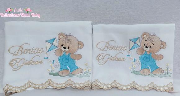 Kit Fraldas Personalizadas Barra Recortada Ursinho Luxo