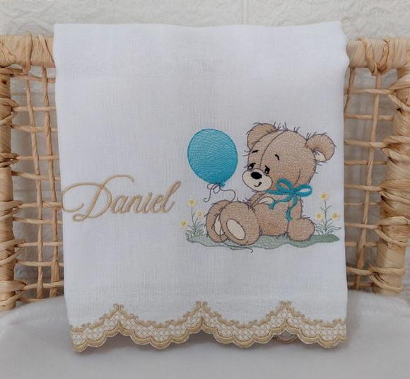 Kit Fraldas Personalizadas Barra Recortada Urso Delicado
