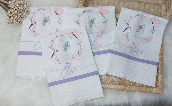 Kit Fraldas Personalizadas Floral Delicado Luxo