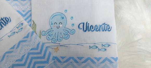 Kit Fraldas Personalizadas Fundo do Mar Delicado Luxo