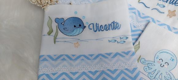 Kit Fraldas Personalizadas Fundo do Mar Delicado Luxo
