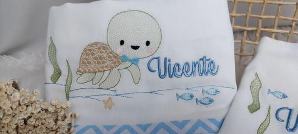 Kit Fraldas Personalizadas Fundo do Mar Delicado Luxo