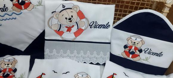 Kit Fraldas Personalizadas Urso Marinheiro Delicado Luxo