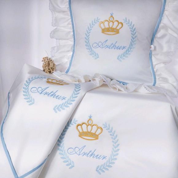 Kit Leito Maternidade Príncipe Coroa Ramos Luxo
