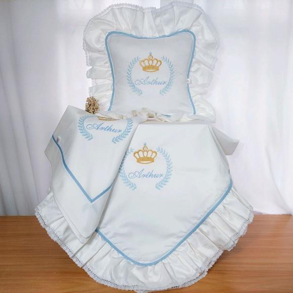 Kit Leito Maternidade Príncipe Coroa Ramos Luxo