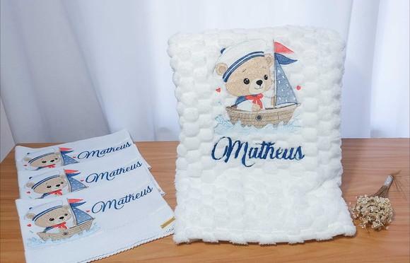 Kit Manta Baby e Fraldas Personalizadas Linha Premium Urso