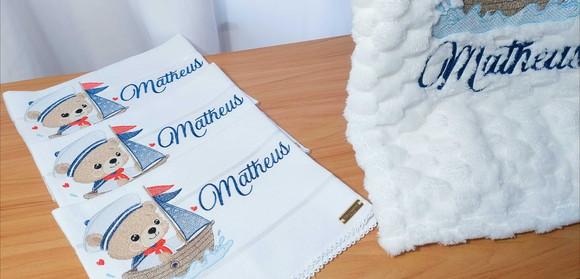 Kit Manta Baby e Fraldas Personalizadas Linha Premium Urso