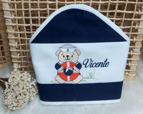 Kit Personalizado Bordado Urso Marinheiro Luxo