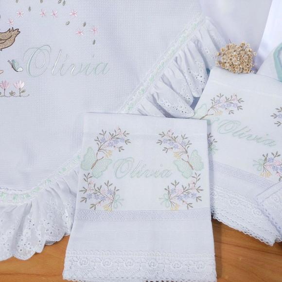 Kit Personalizado Menina Boneca Balanço Floral Enxoval Luxo