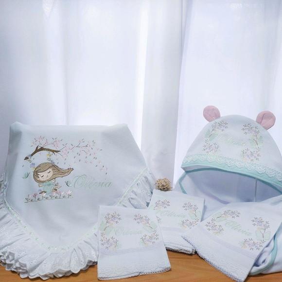 Kit Personalizado Menina Boneca Balanço Floral Enxoval Luxo