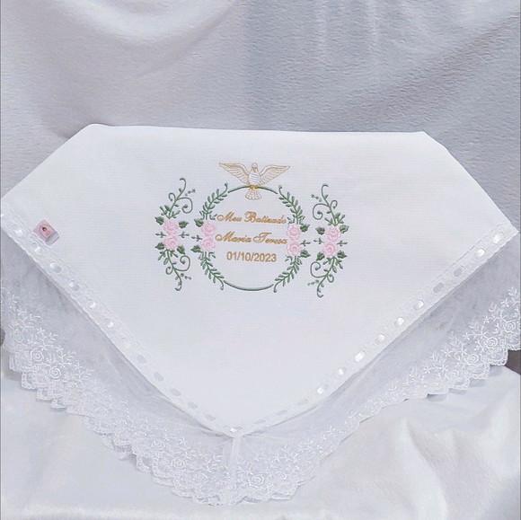 Manta Piquet Luxo com Renda Delicada Batizado Enxoval Luxo