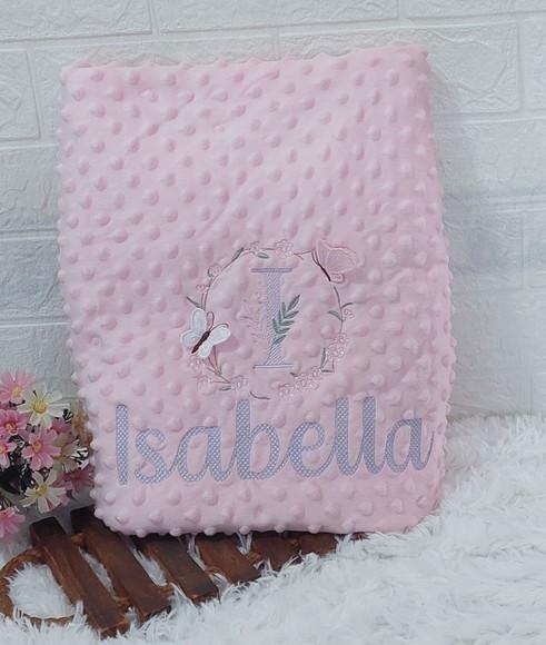 Manta/ Cobertor Soft Bordada para Bebês Floral Delicado