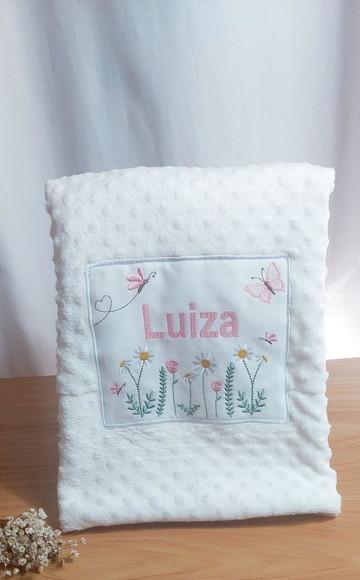 Manta/ Cobertor Soft Bordada para Bebês Jardim Floral
