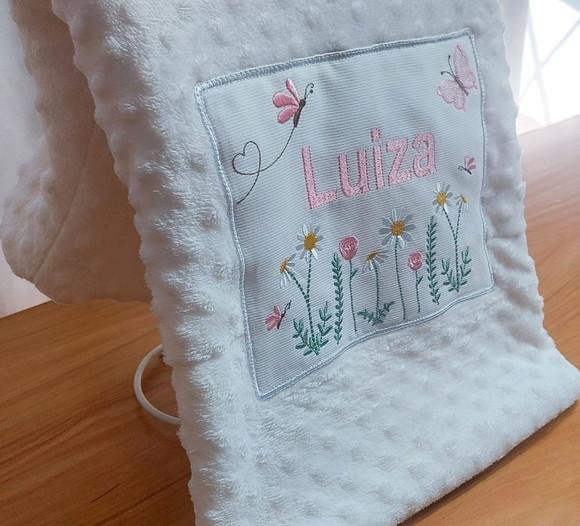 Manta/cobertor Soft Bordada para Bebês Premium Floral Jardim