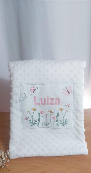 Manta/cobertor Soft Bordada para Bebês Premium Floral Jardim