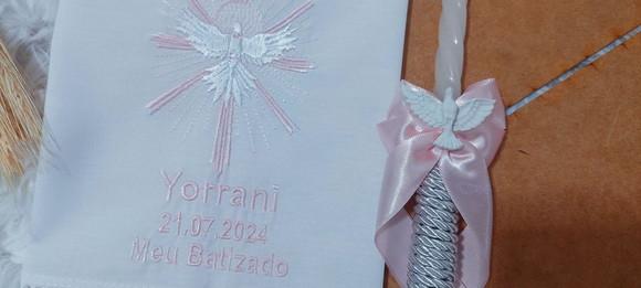 Toalha Batizado Divino Espírito Santo + Vela Batizado