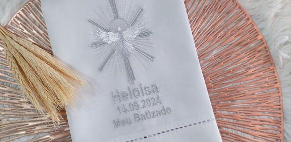 Toalha Batizado Divino Espírito Santo Bordado
