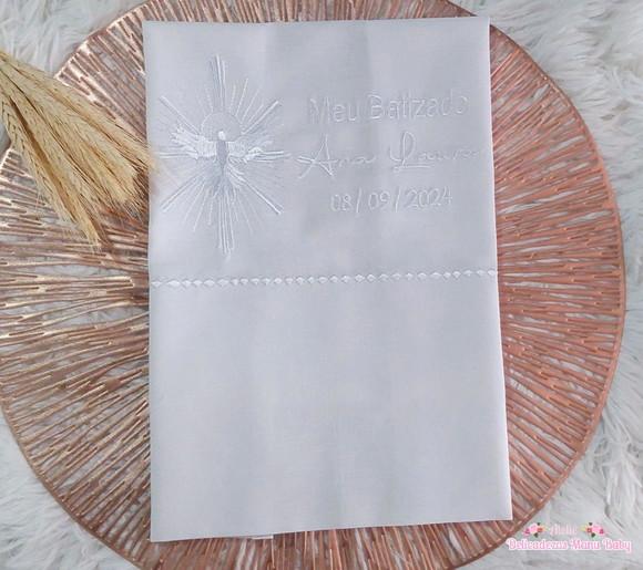 Toalha Batizado Divino Espírito Santo Bordado Branco