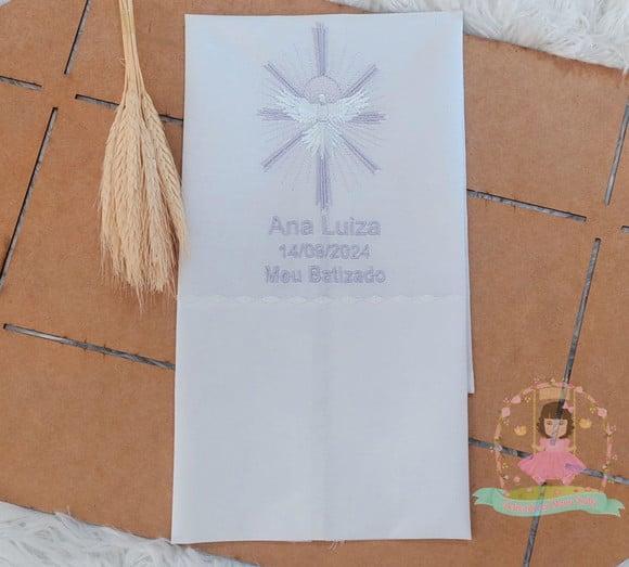 Toalha Batizado Divino Espírito Santo Bordado Lavanda