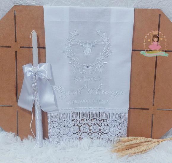 Toalha Batizado Espírito Santo + Vela Batizado