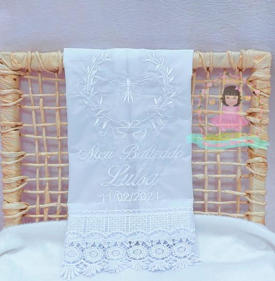 Toalha Batizado Espírito Santo + Vela Personalizada