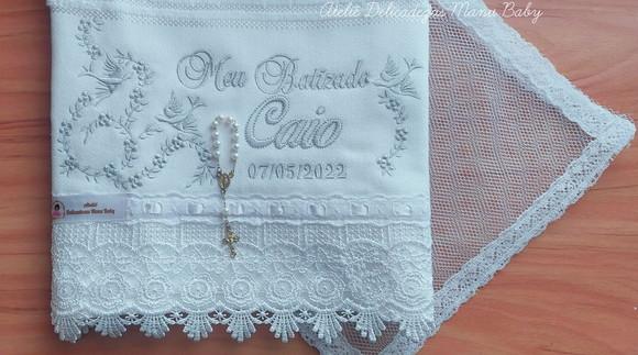 Toalha Batizado Floral Ramos Espírito Santo