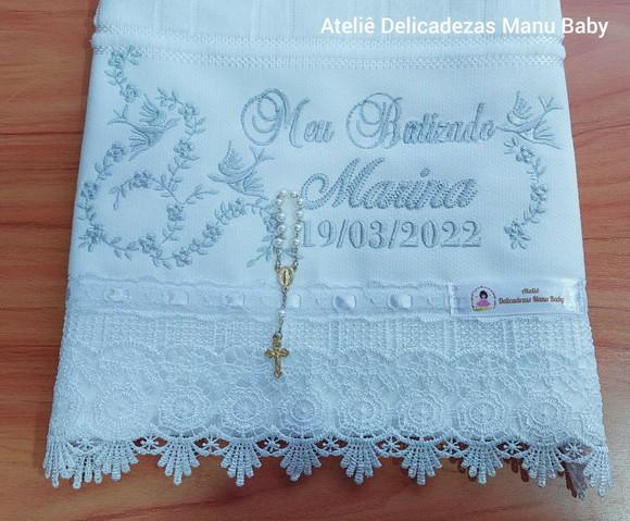 Toalha Batizado Ramos e Flores Espírito Santo