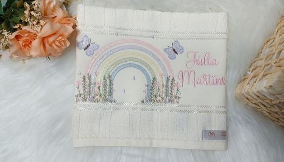 Toalha de Lavabo Boca Arco Íris Floral Personalizada