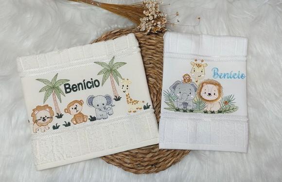 Toalha de Lavabo Boca Safari Personalizada Kit 2