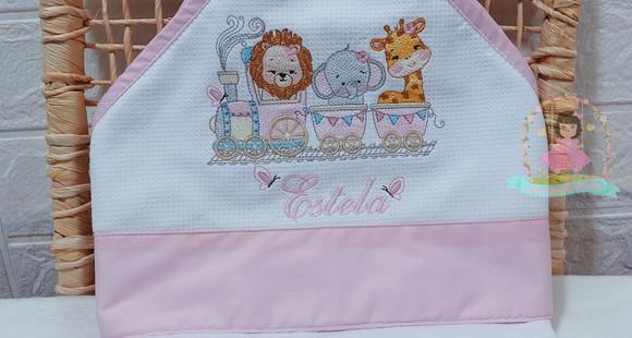 Toalha Fralda Safari Menina Recém Nascido com Capuz Bordado