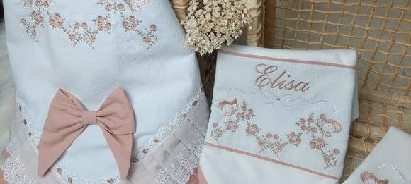 Enxoval Bebê Luxo Floral Rosé Delicado Premium