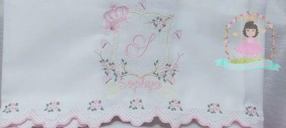Kit 3 Fraldas Floral Bordada Luxo