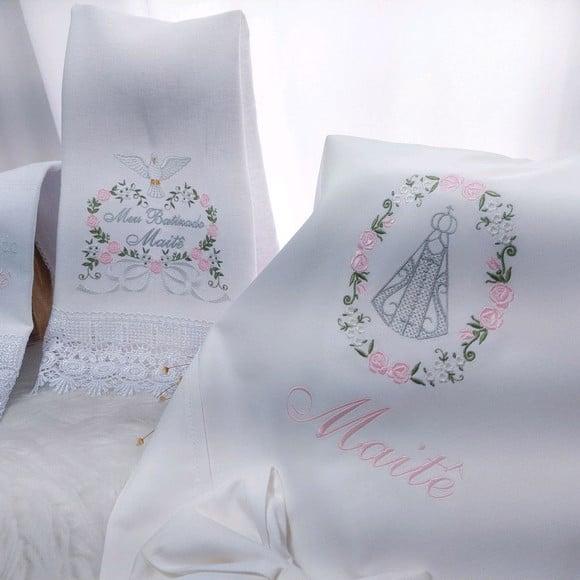 Kit Batizado Nossa Senhora Floral Luxo