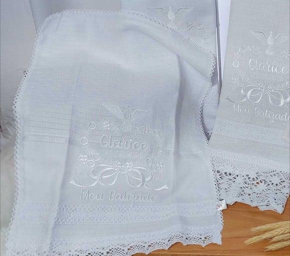 Kit Batizado: Toalha em Linho e Fralda Personalizada