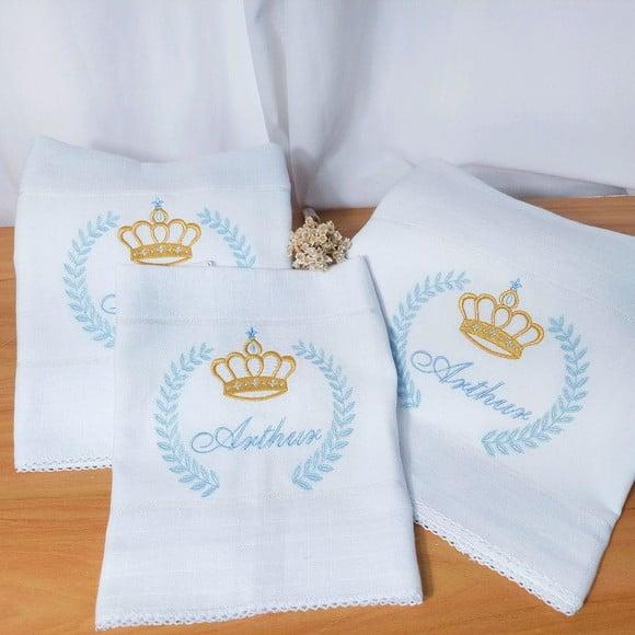 Kit Cueiro + Fraldas Dia a Dia Príncipe Coroa Ramos Luxo