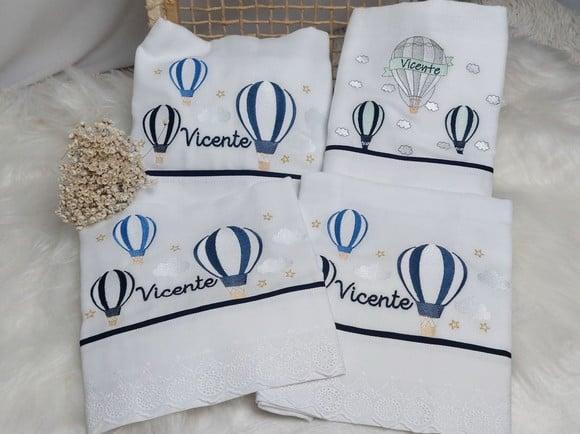 Kit Cueiro Percal 400 Fios Luxo + Fraldas Balão Luxo