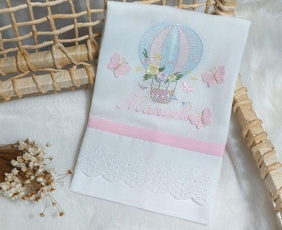 Kit Fraldas Personalizadas Balão Menina Delicado Luxo