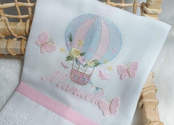 Kit Fraldas Personalizadas Balão Menina Delicado Luxo