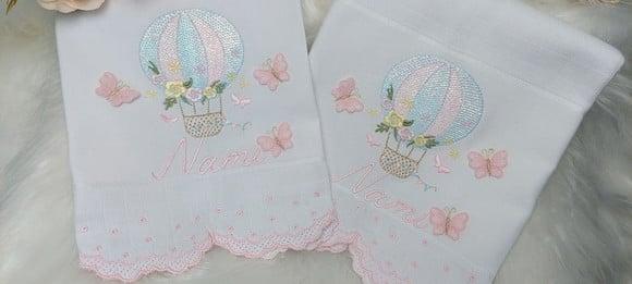 Kit Fraldas Personalizadas Barra Recortada Balão Menina
