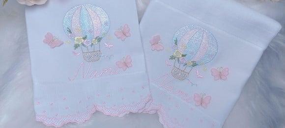 Kit Fraldas Personalizadas Barra Recortada Balão Menina