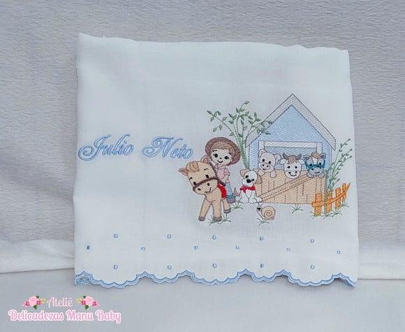 Kit Fraldas Personalizadas Barra Recortada Fazendinha Luxo