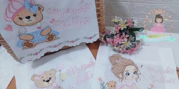 Kit Fraldas Personalizadas Barra Recortada Ursinha Menina
