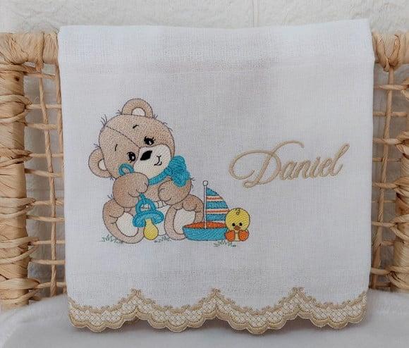 Kit Fraldas Personalizadas Barra Recortada Urso Delicado