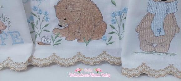Kit Fraldas Personalizadas Barra Recortada Urso Polar