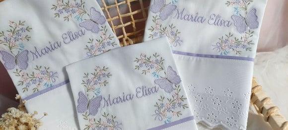 Kit Fraldas Personalizadas Floral Lilás Borboleta Luxo