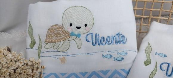 Kit Fraldas Personalizadas Fundo do Mar Delicado Luxo